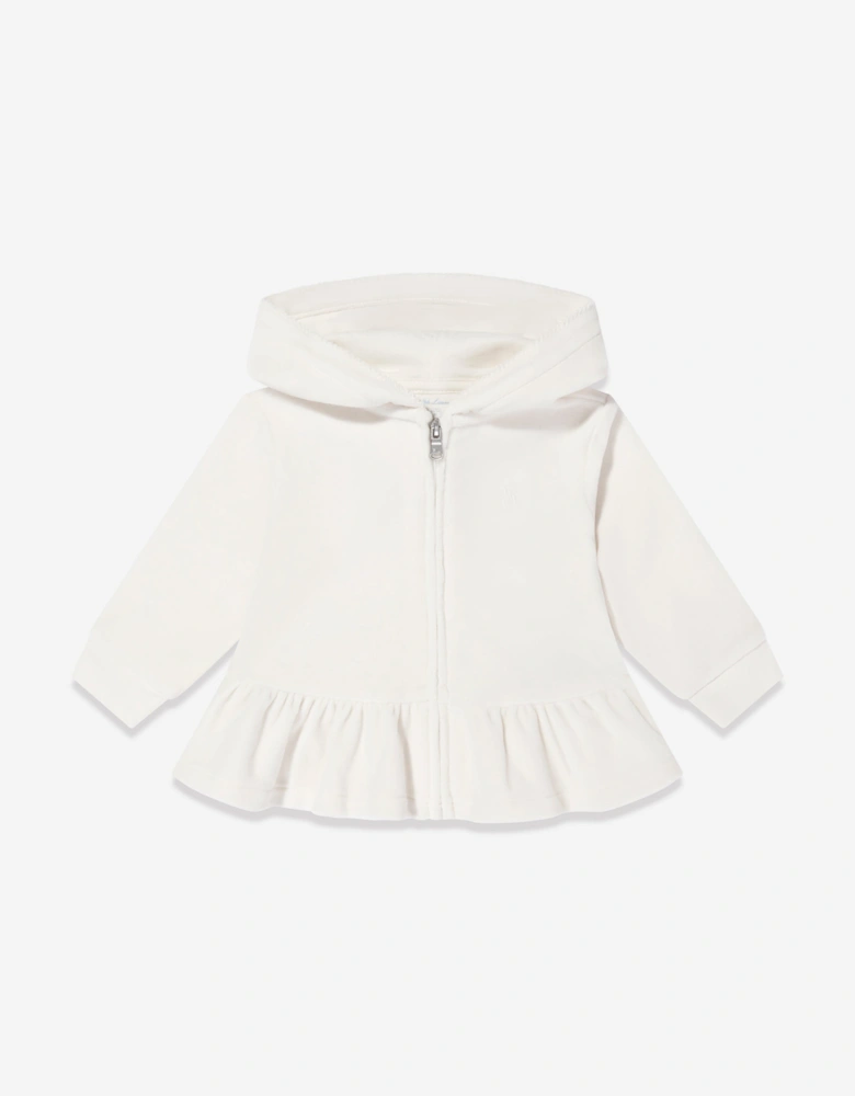 Baby Girls Velour Logo Tracksuit in White