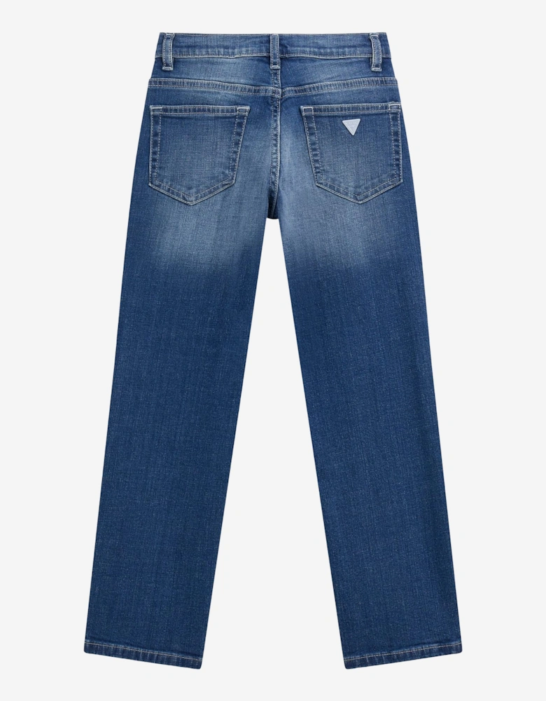 Girls Stretch Denim Straight Jeans in Blue