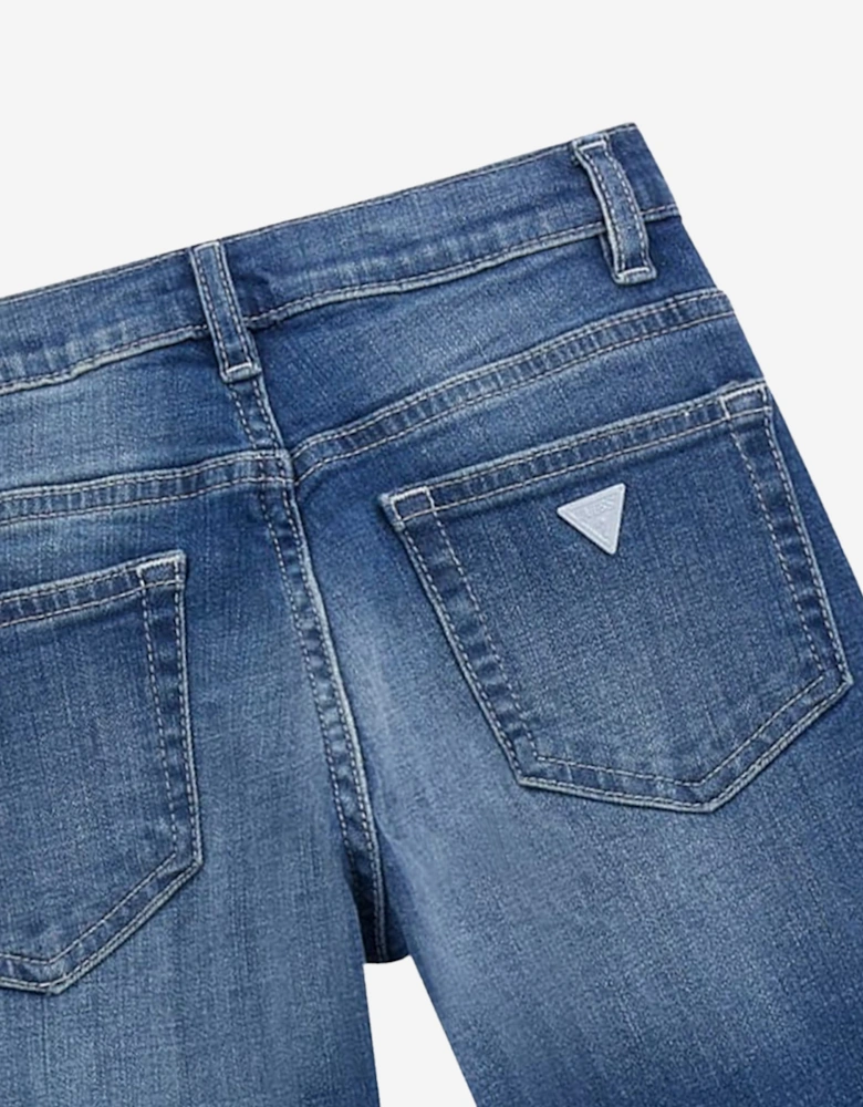 Girls Stretch Denim Straight Jeans in Blue