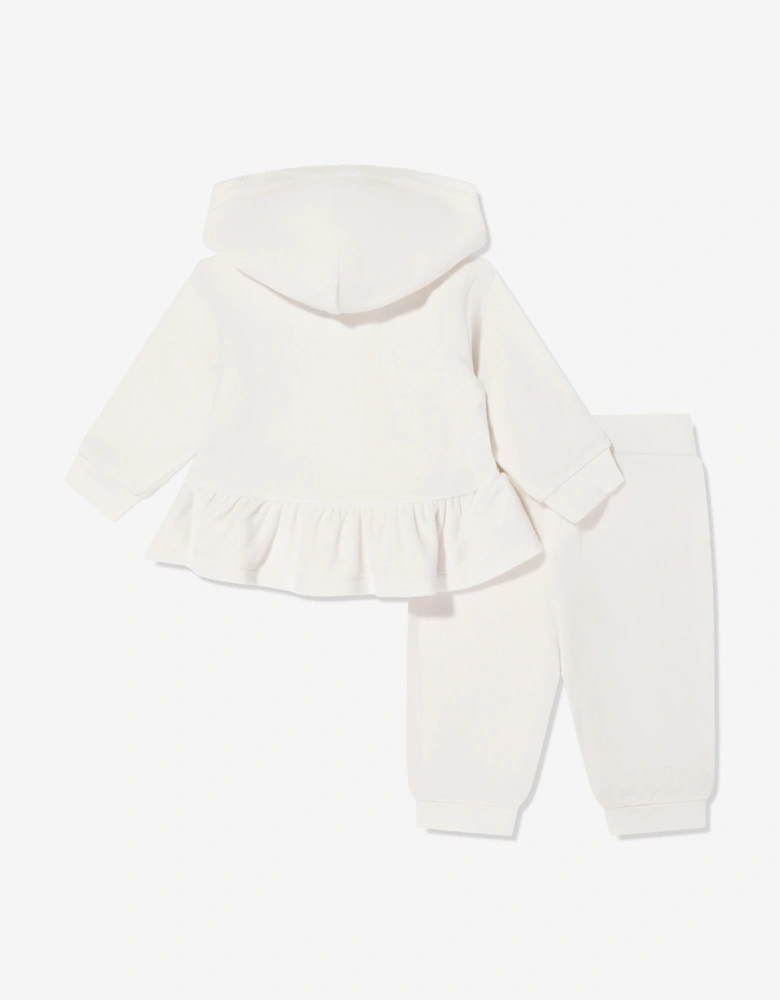 Baby Girls Velour Logo Tracksuit in White