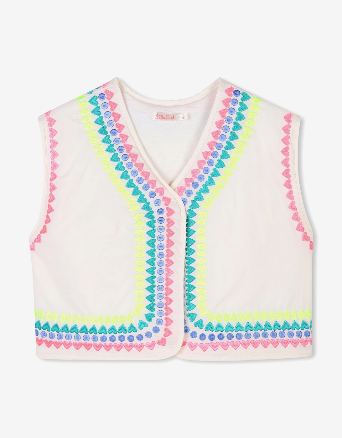 Billieblush Girls Embroidered Gilet in Ivory, 5 of 4