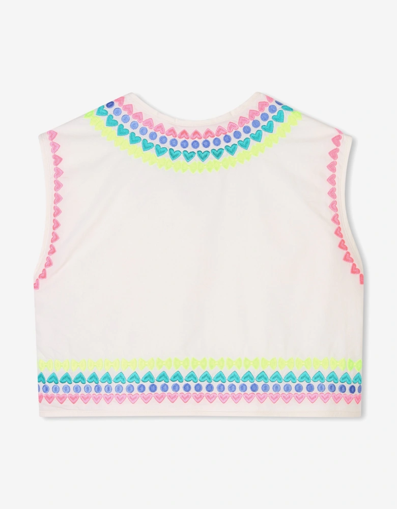 Billieblush Girls Embroidered Gilet in Ivory