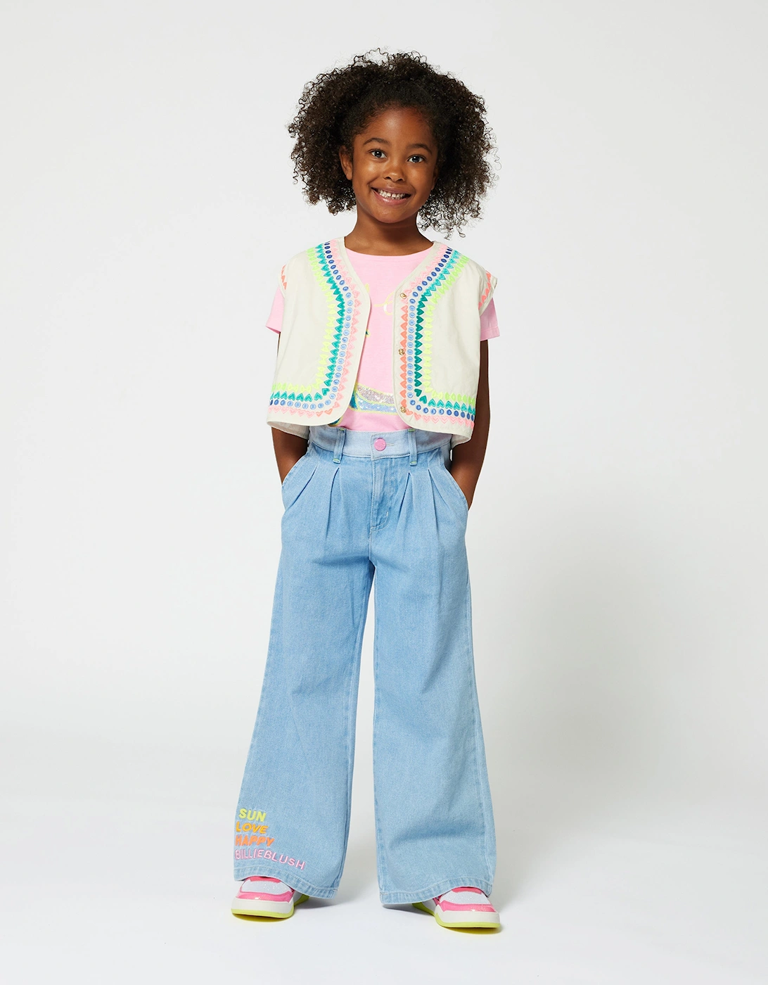 Billieblush Girls Embroidered Gilet in Ivory