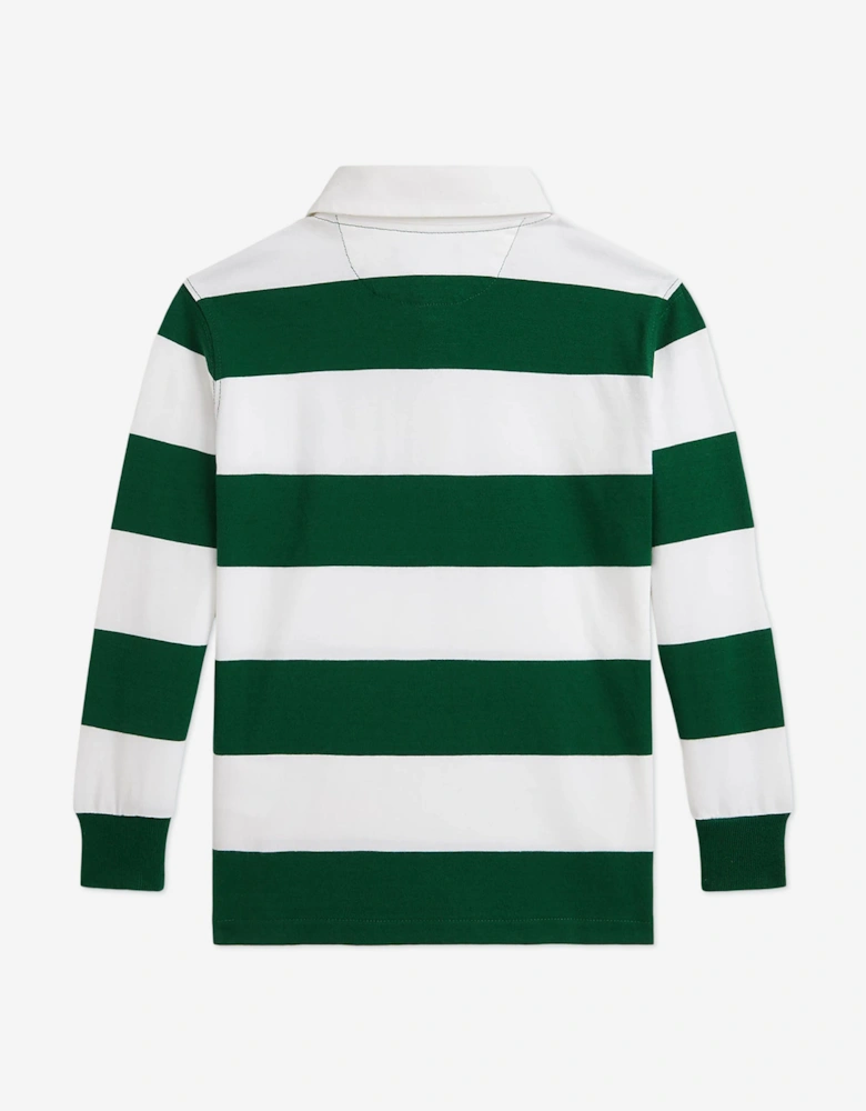 Boys Striped Rugby Shirt in Green