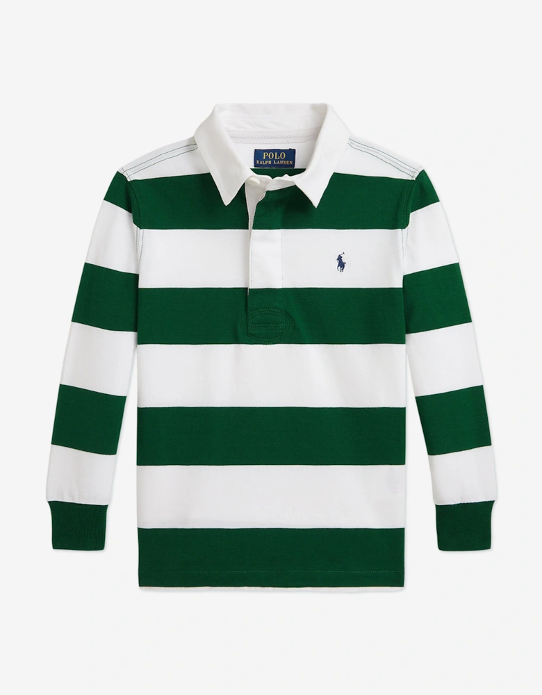 Boys Striped Rugby Shirt in Green