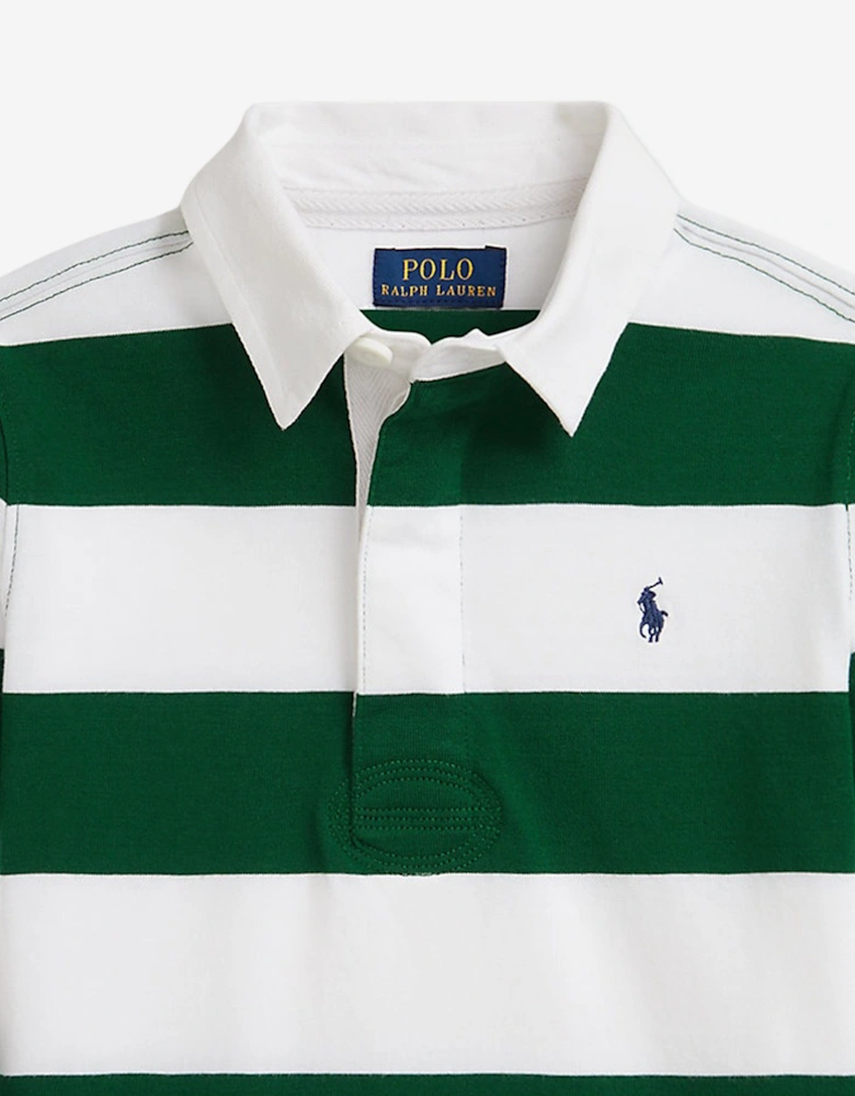 Boys Striped Rugby Shirt in Green