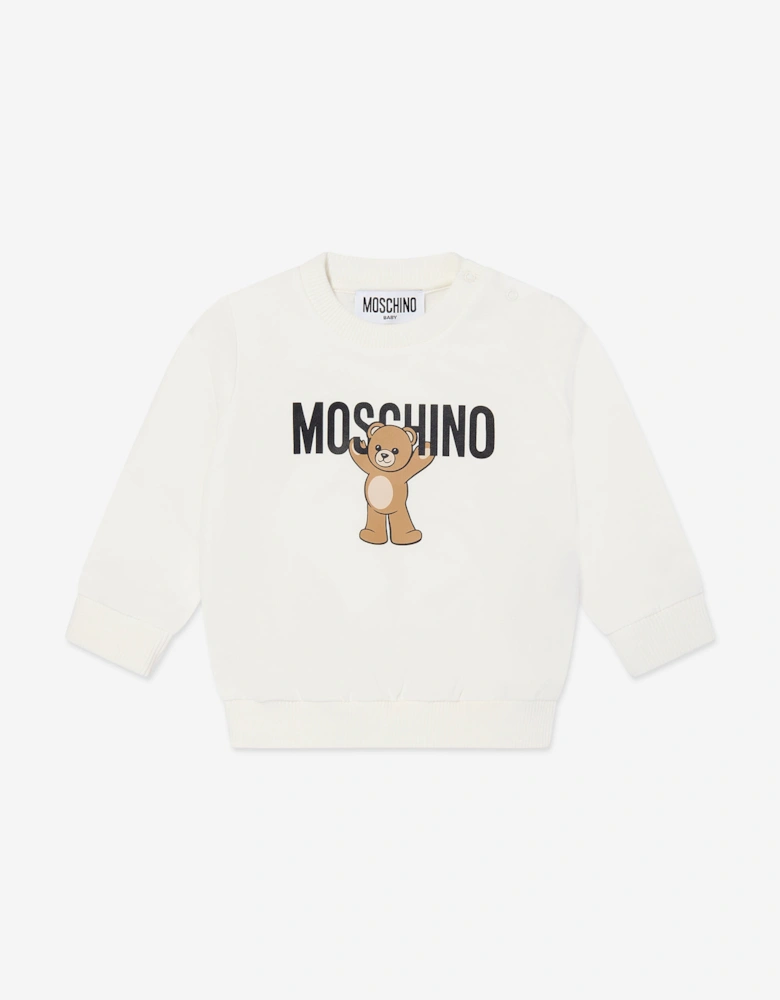 Baby Teddy Bear Logo Sweatshirt in Ivory