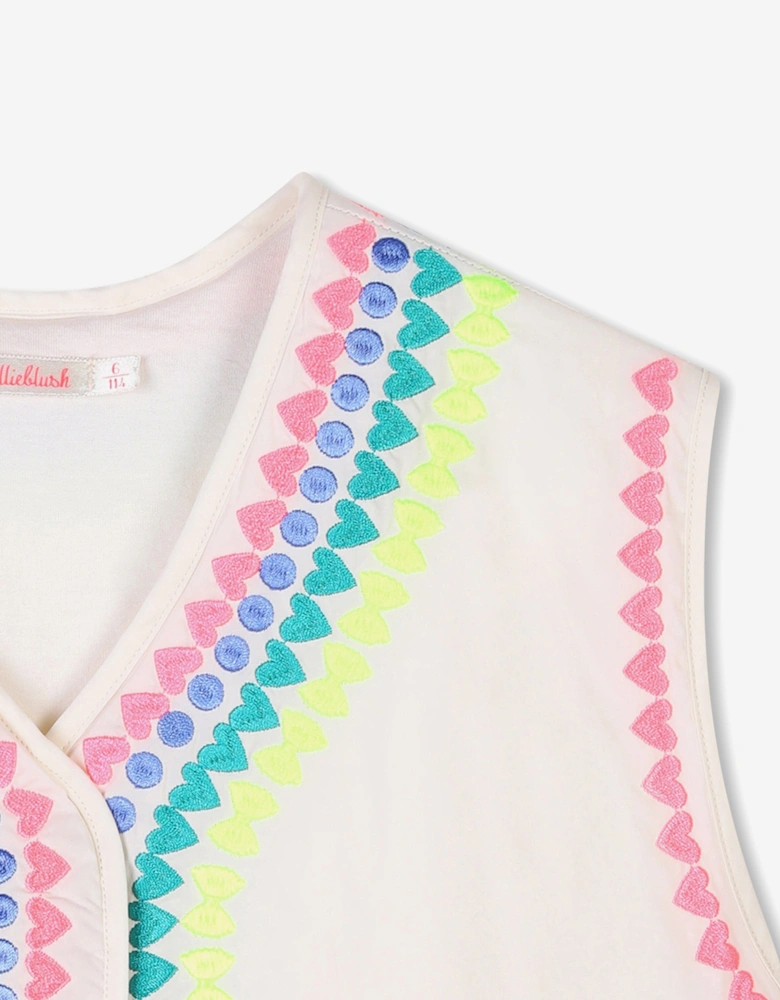 Billieblush Girls Embroidered Gilet in Ivory