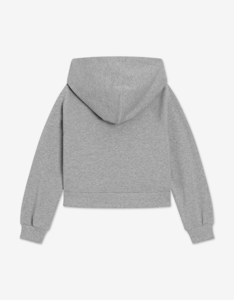 Girls Embroidered Logo Hoodie in Grey