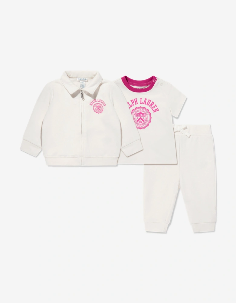 Baby Girls Tracksuit Set in White