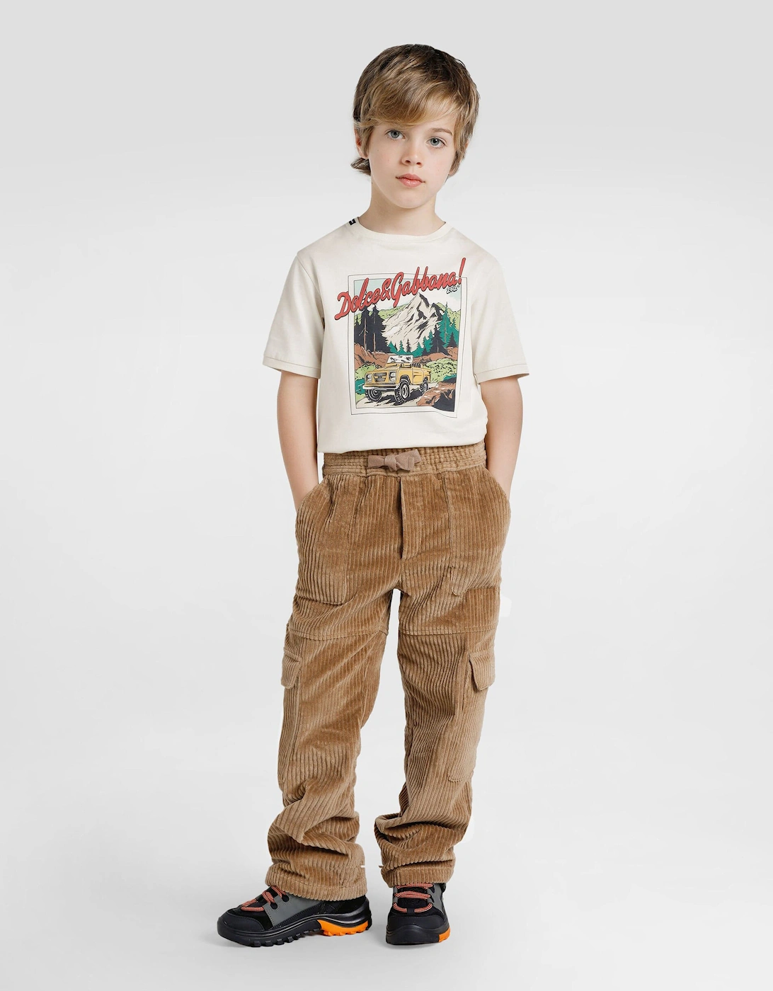 Boys Graphic Print Explorer T-Shirt in Ivory