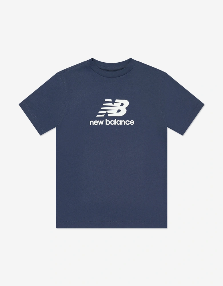 Boys Jersey Stacked Logo T-Shirt in Navy