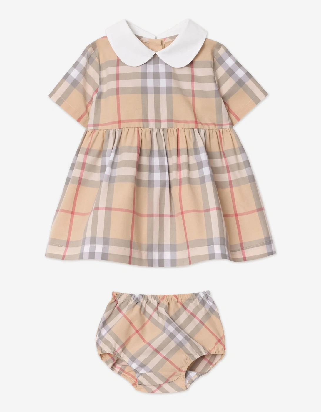 Baby Girls Geraldine Check Dress in Beige, 5 of 4