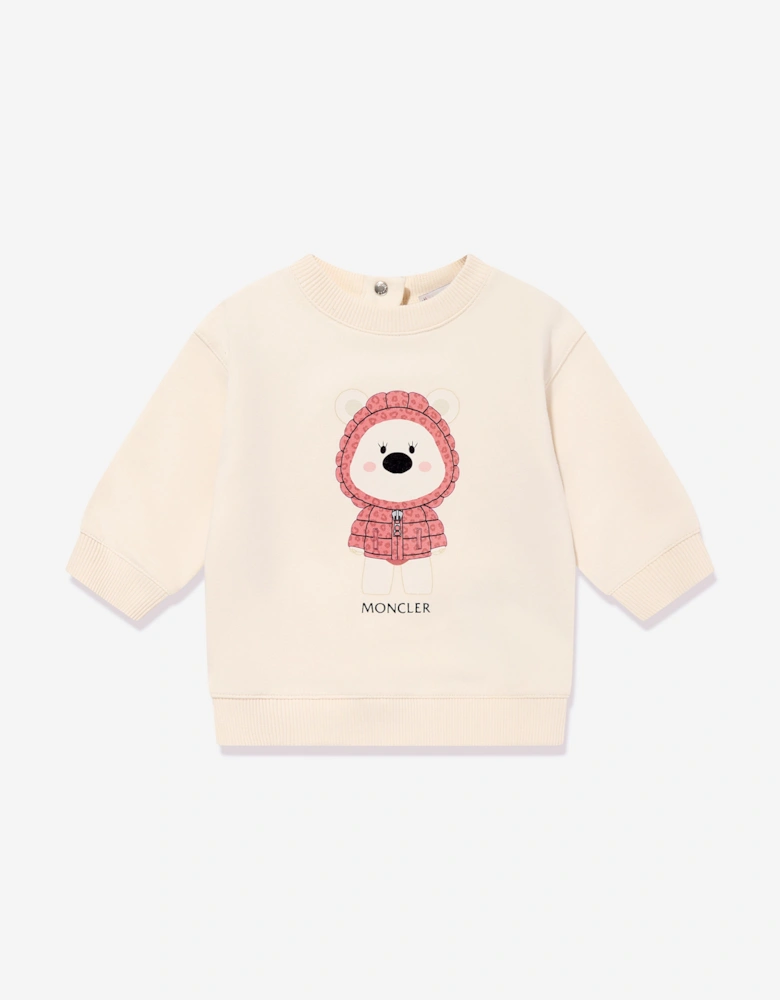 Enfant Baby Girls Bear Sweatshirt in Cream