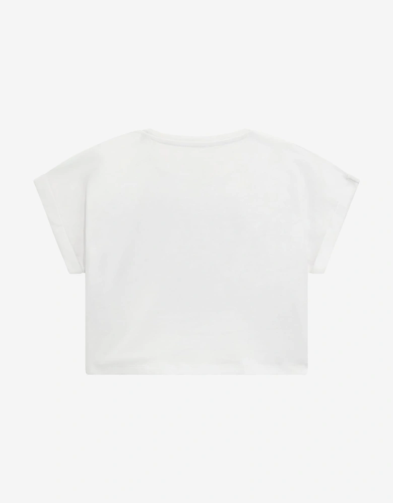 Girls Cropped Logo T-Shirt in White