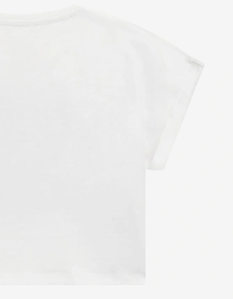 Girls Cropped Logo T-Shirt in White