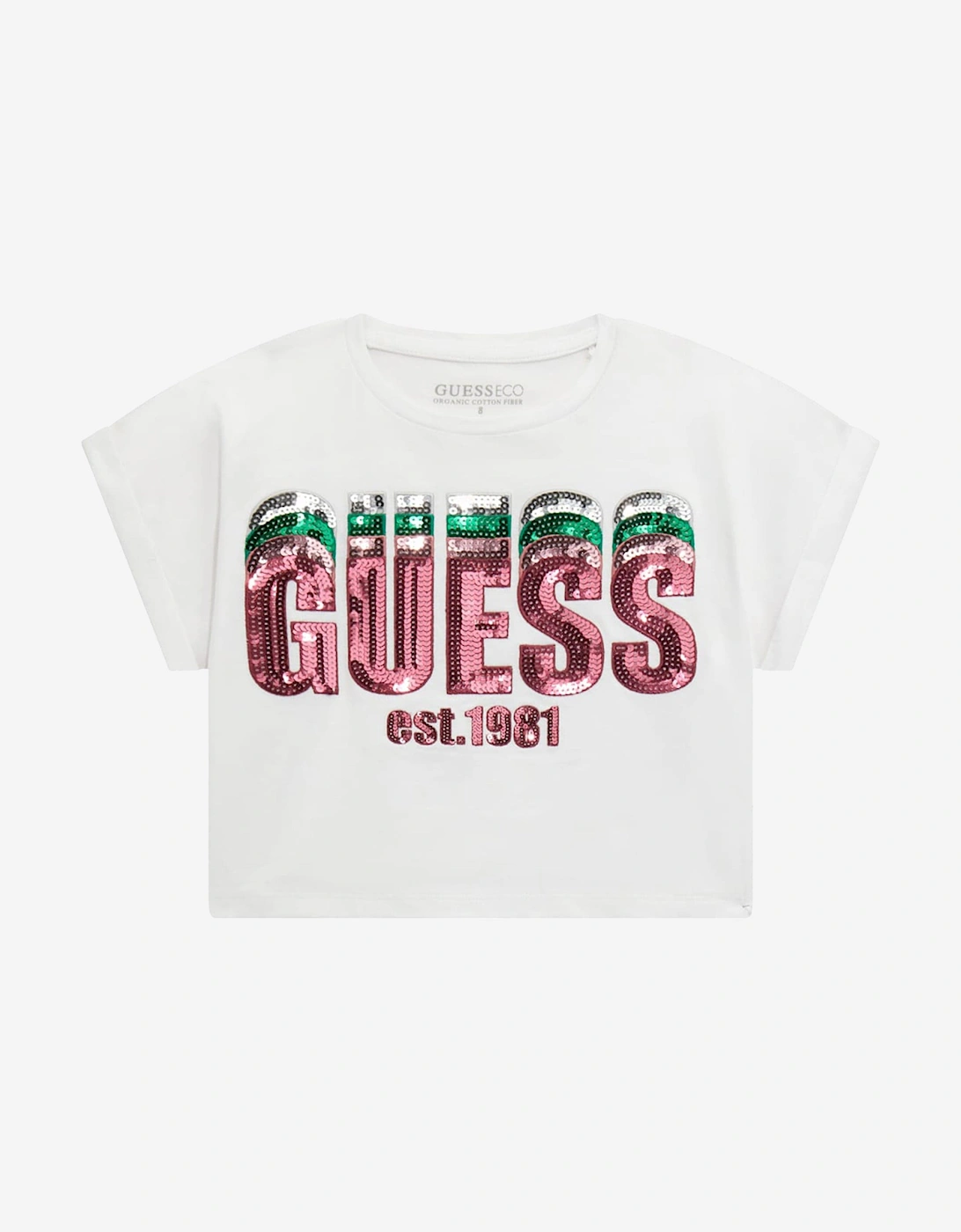 Girls Cropped Logo T-Shirt in White, 5 of 4