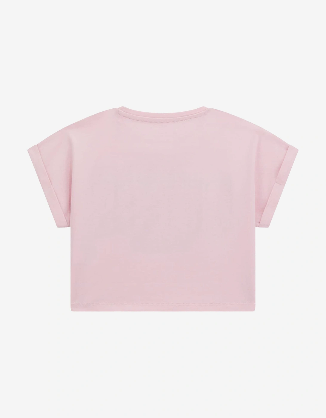 Girls Cropped Logo T-Shirt in Pink