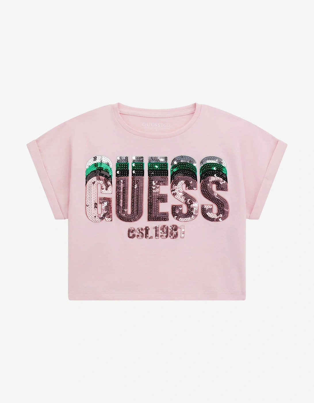 Girls Cropped Logo T-Shirt in Pink, 5 of 4