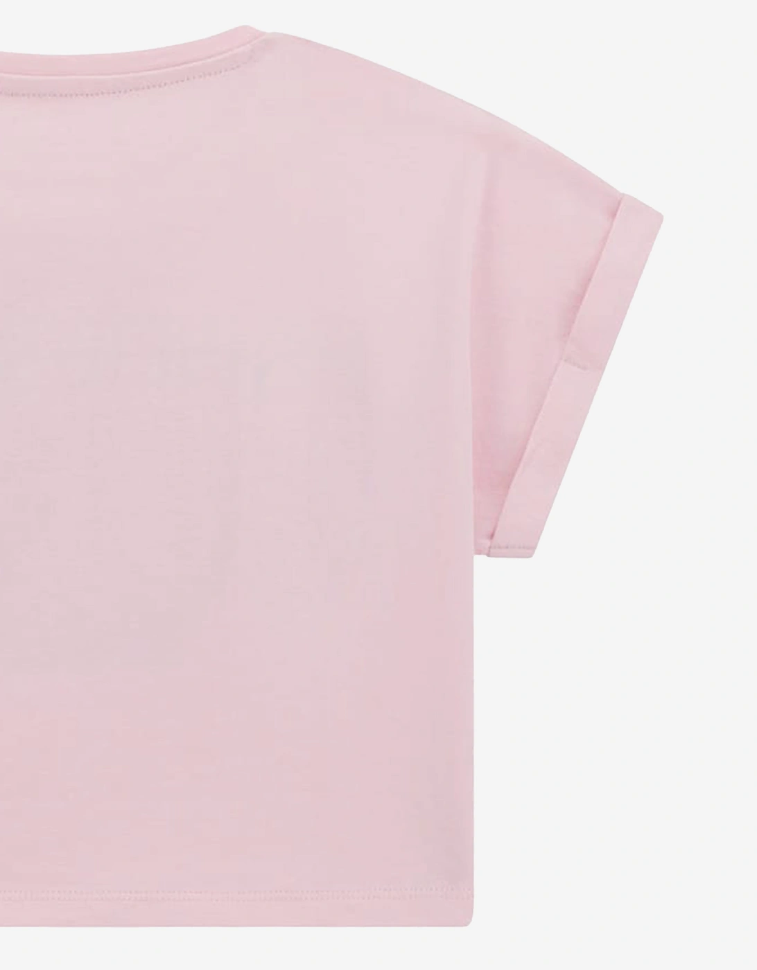 Girls Cropped Logo T-Shirt in Pink