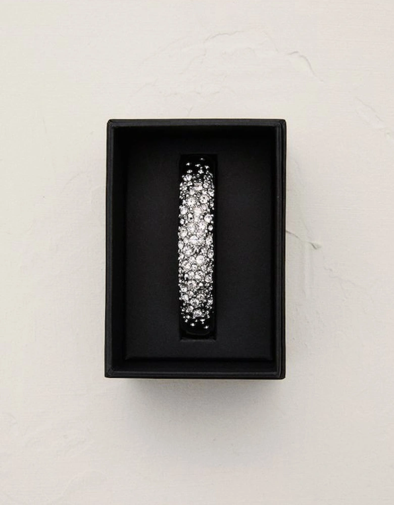 Silver Tone Encrusted Hoop & T-Bar Bangle