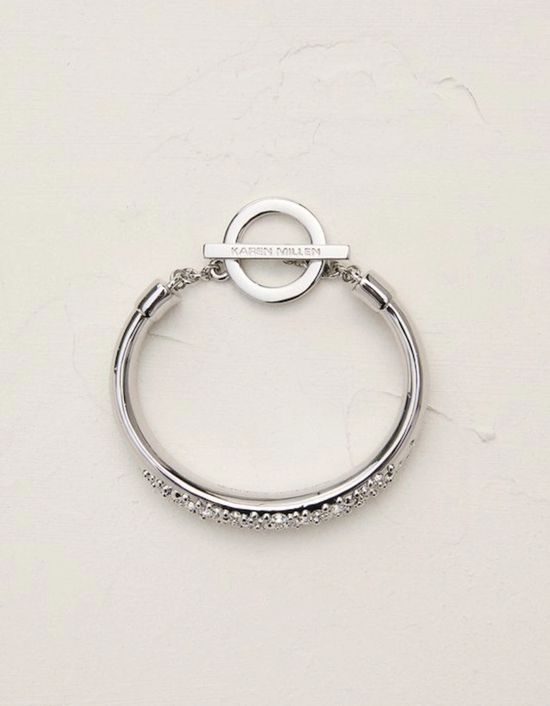 Silver Tone Encrusted Hoop & T-Bar Bangle