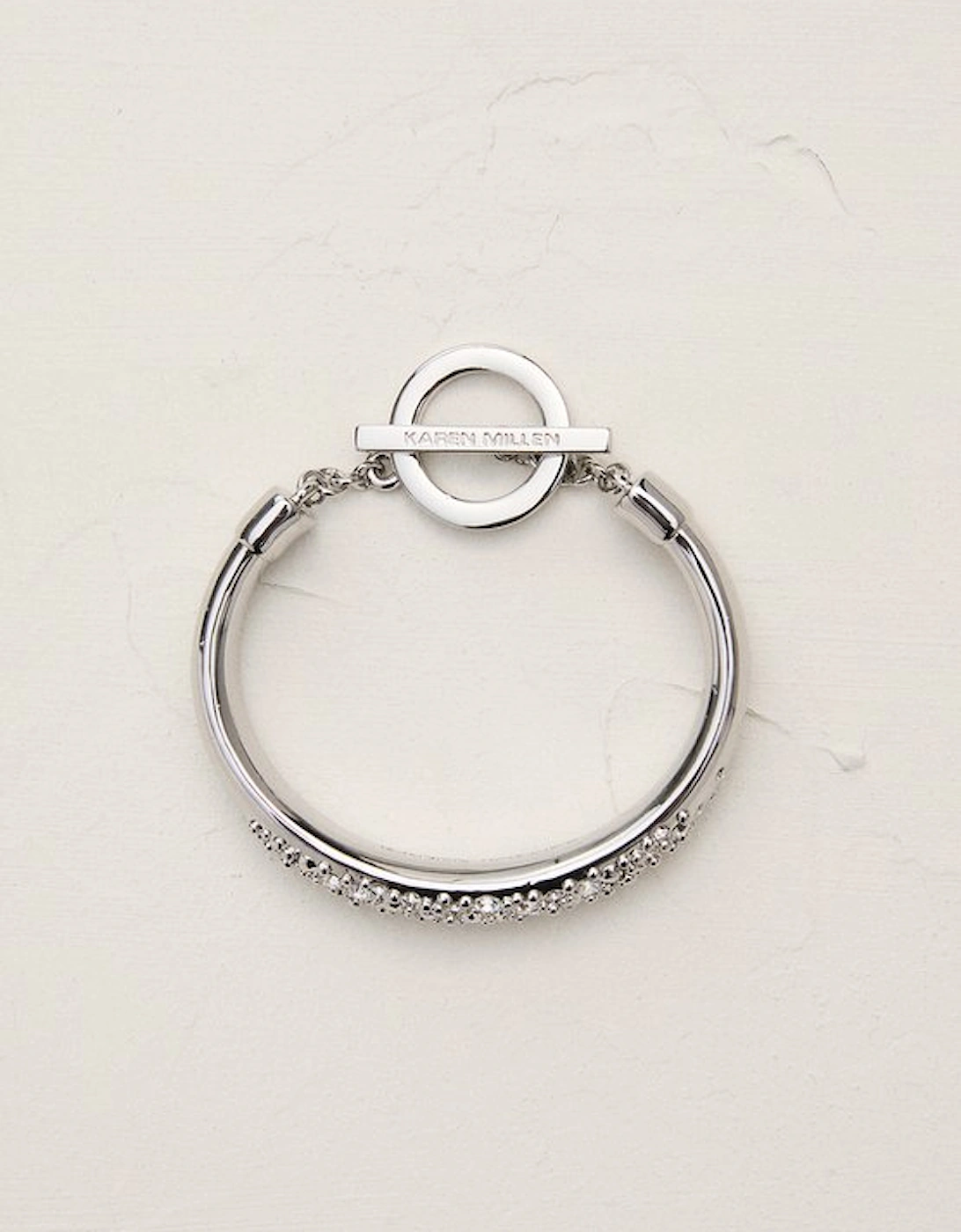 Silver Tone Encrusted Hoop & T-Bar Bangle