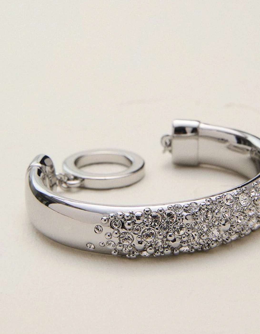 Silver Tone Encrusted Hoop & T-Bar Bangle