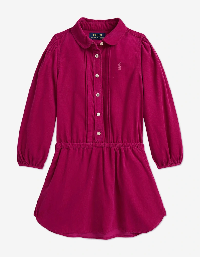 Girls Corduroy Shirt Dress in Pink
