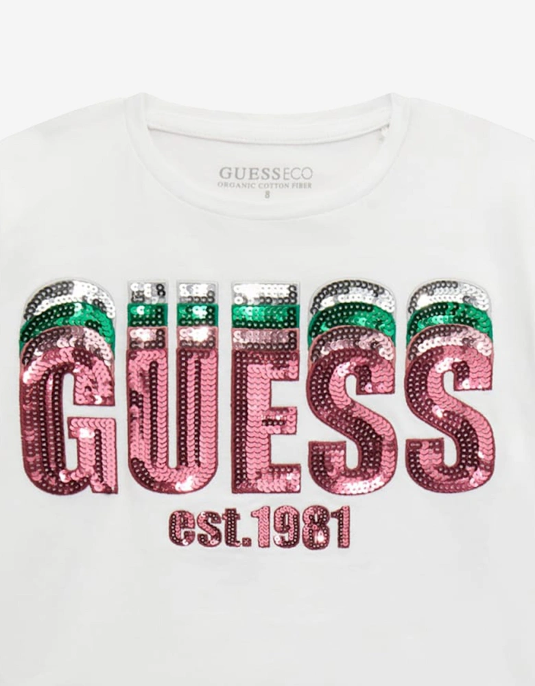 Girls Cropped Logo T-Shirt in White