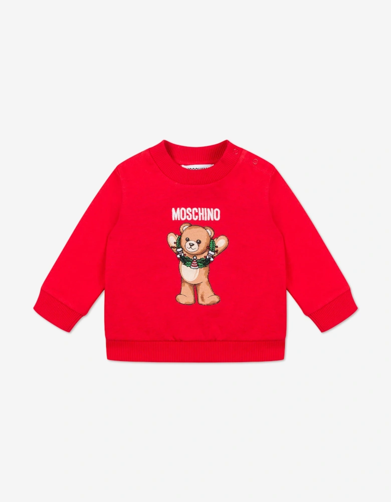 Baby Teddy Bear Sweatshirt in Red