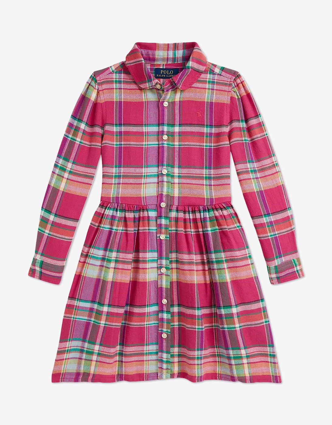 Girls Tartan Shirt Dress in Pink, 5 of 4