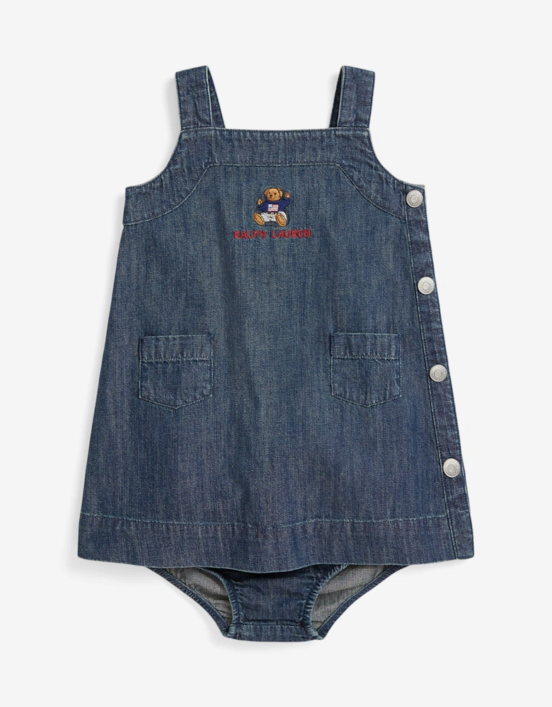 Baby Girls Polo Bear Pinafore Dress in Blue