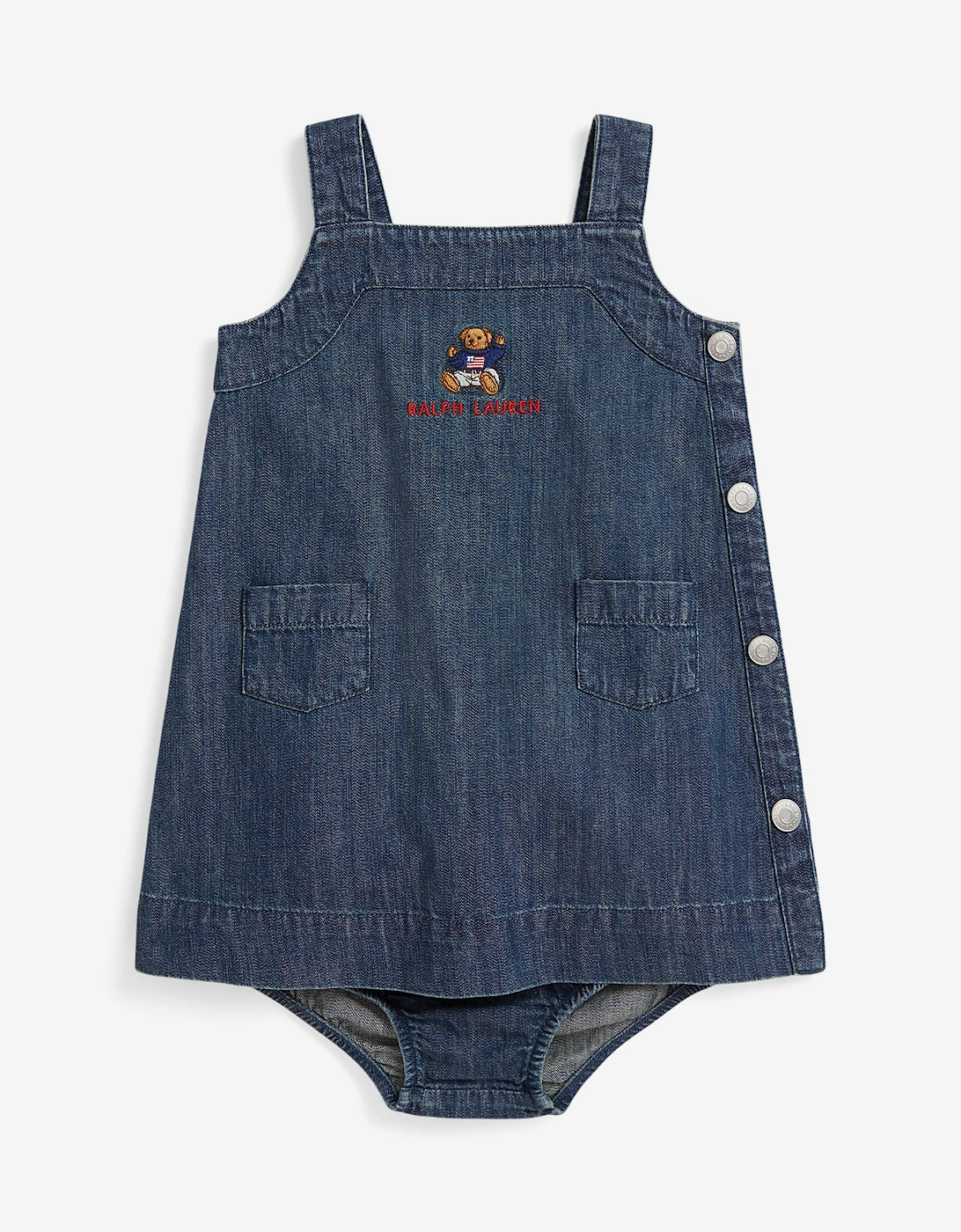 Baby Girls Polo Bear Pinafore Dress in Blue, 5 of 4