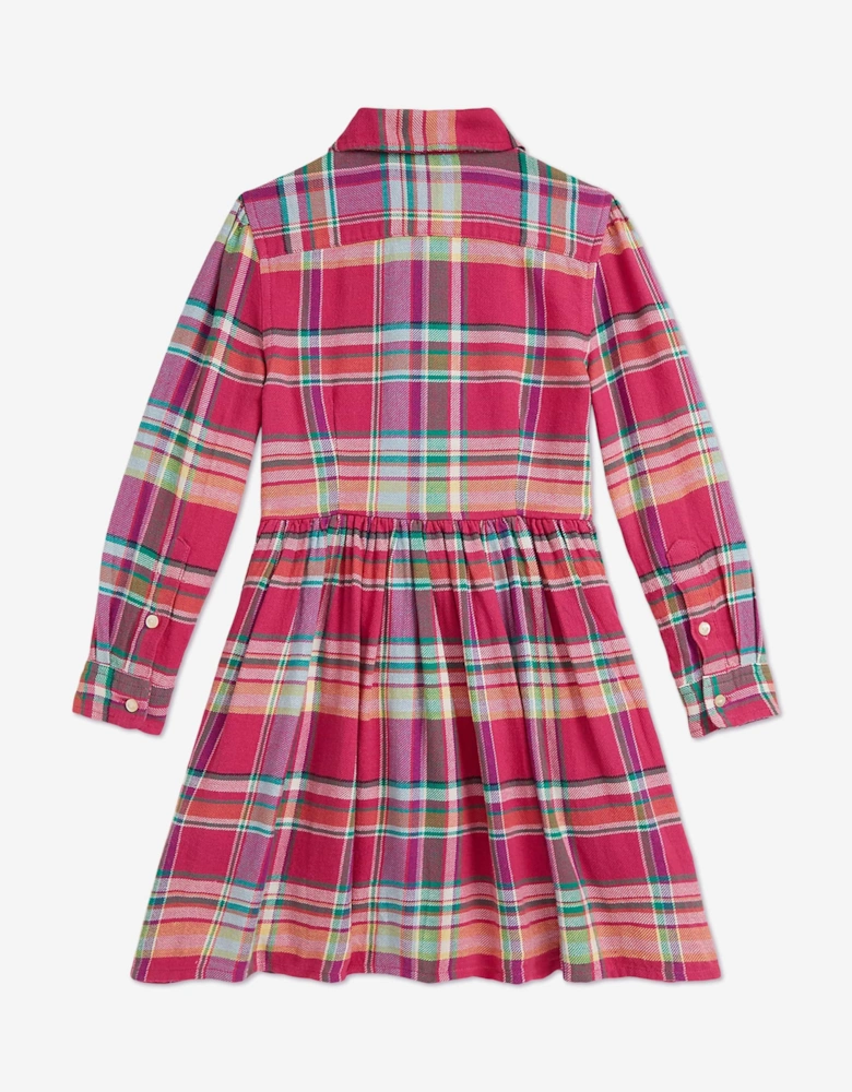 Girls Tartan Shirt Dress in Pink