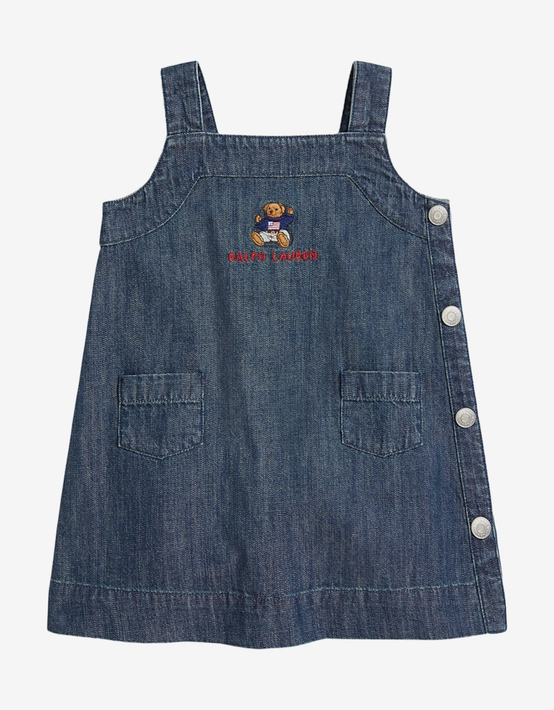 Baby Girls Polo Bear Pinafore Dress in Blue