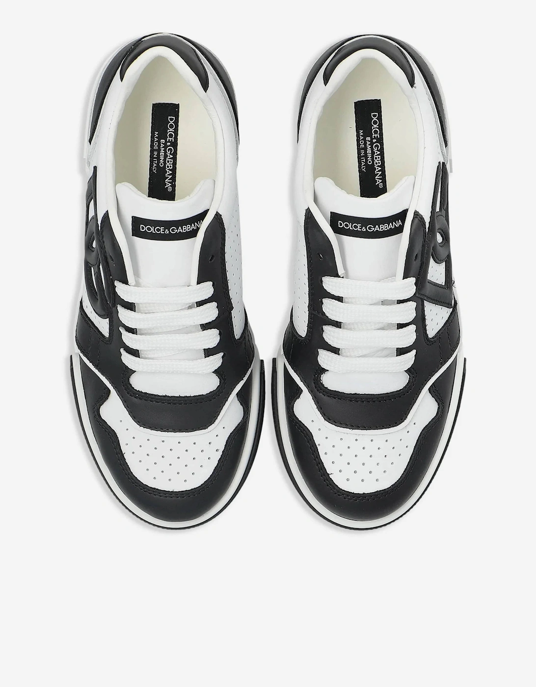 Boys Leather DG Logo Trainers in White