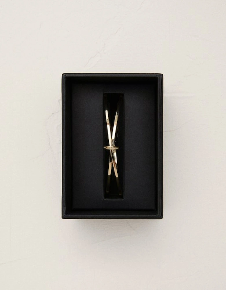 14kt Gold Plated Oval Pavé Chain Bangle