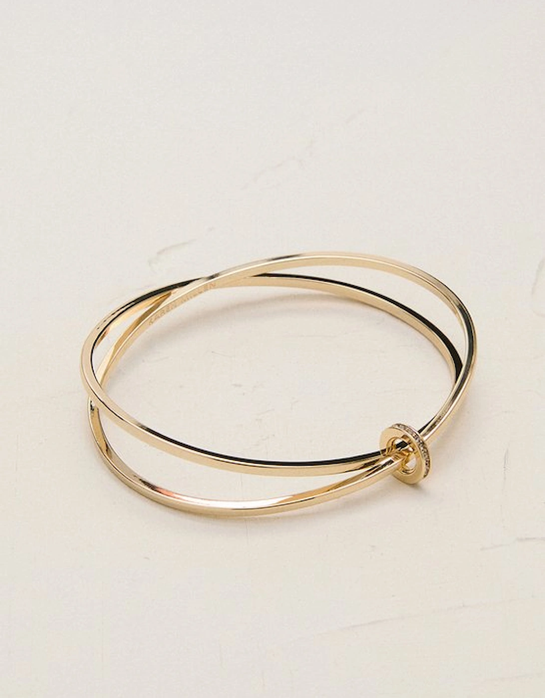 14kt Gold Plated Oval Pavé Chain Bangle