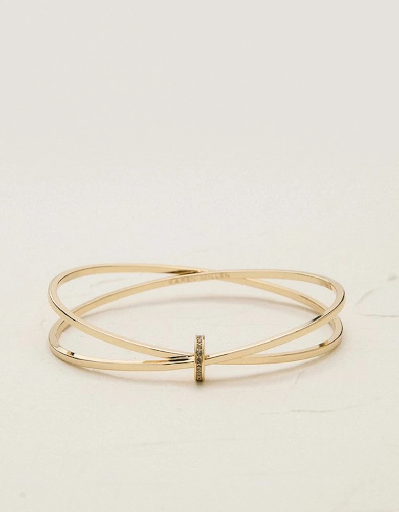 14kt Gold Plated Oval Pavé Chain Bangle