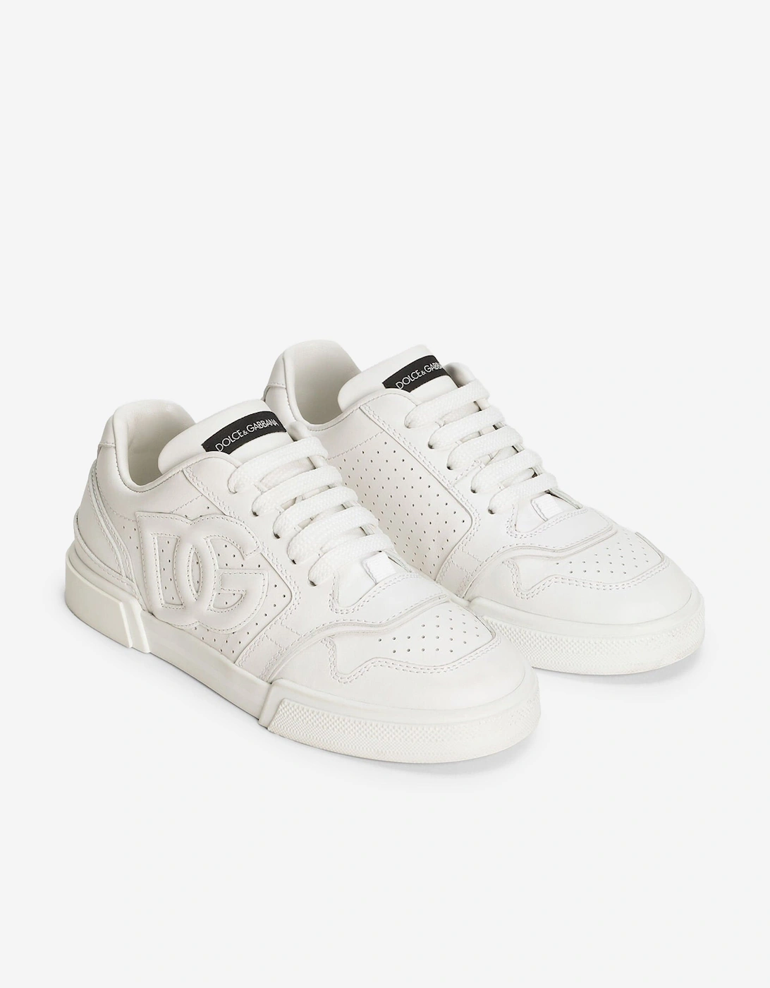 Boys Leather DG Logo Trainers in White