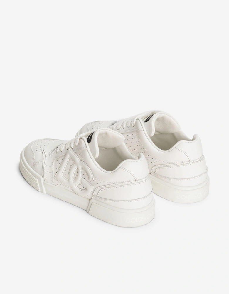 Boys Leather DG Logo Trainers in White