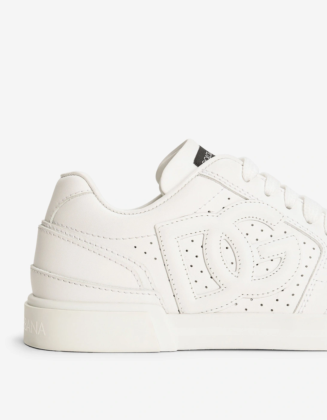 Boys Leather DG Logo Trainers in White
