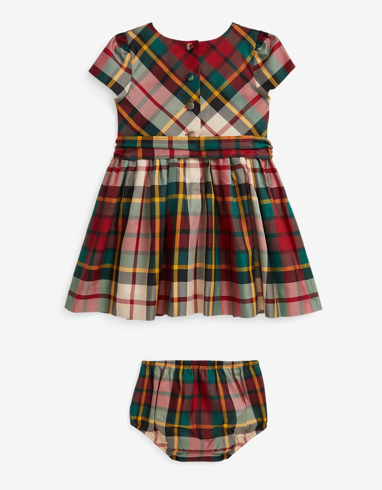 Baby Girls Taffeta Tartan Dress in Red