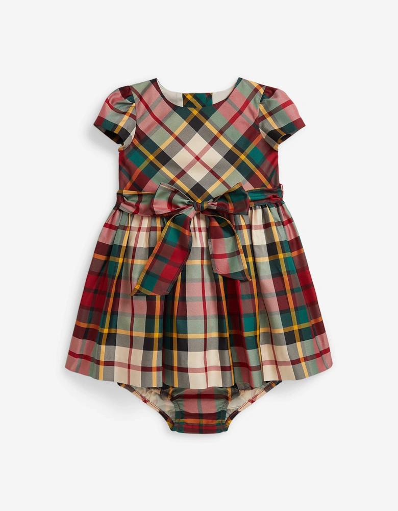 Baby Girls Taffeta Tartan Dress in Red