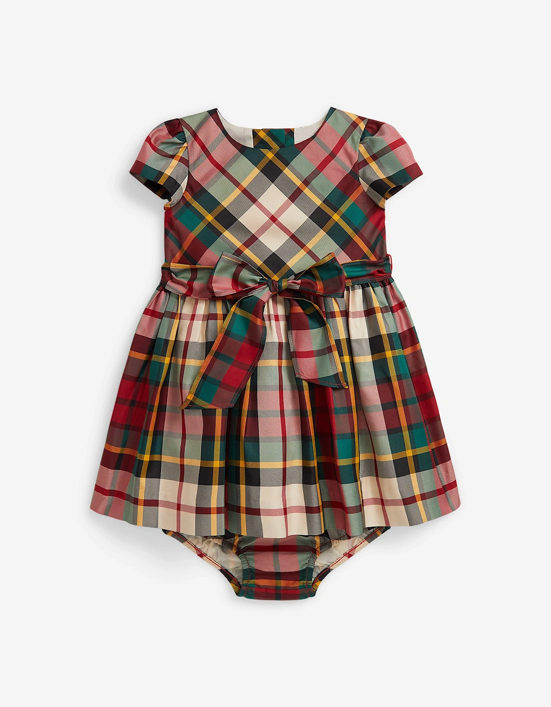 Baby Girls Taffeta Tartan Dress in Red, 5 of 4