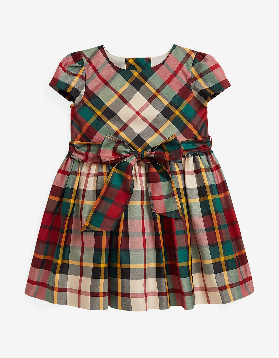 Baby Girls Taffeta Tartan Dress in Red