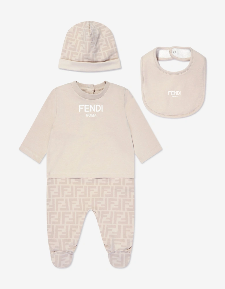 Baby 3 Piece Babygrow Gift Set in Beige