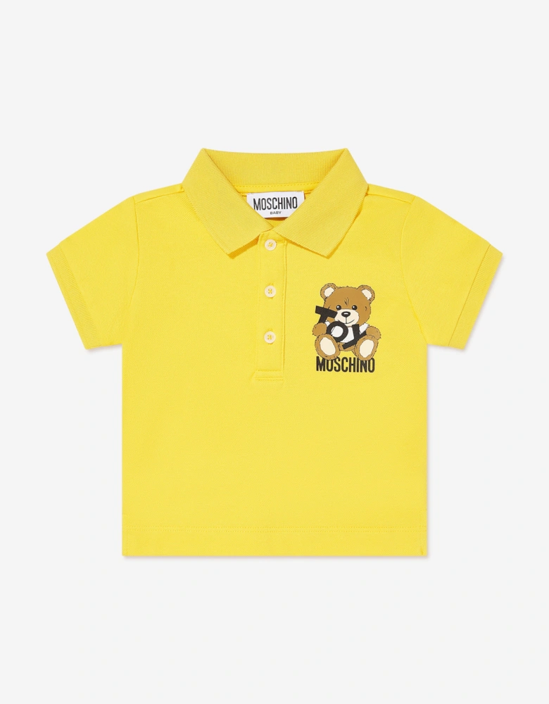 Baby Boys Teddy Bear Polo Shirt in Yellow