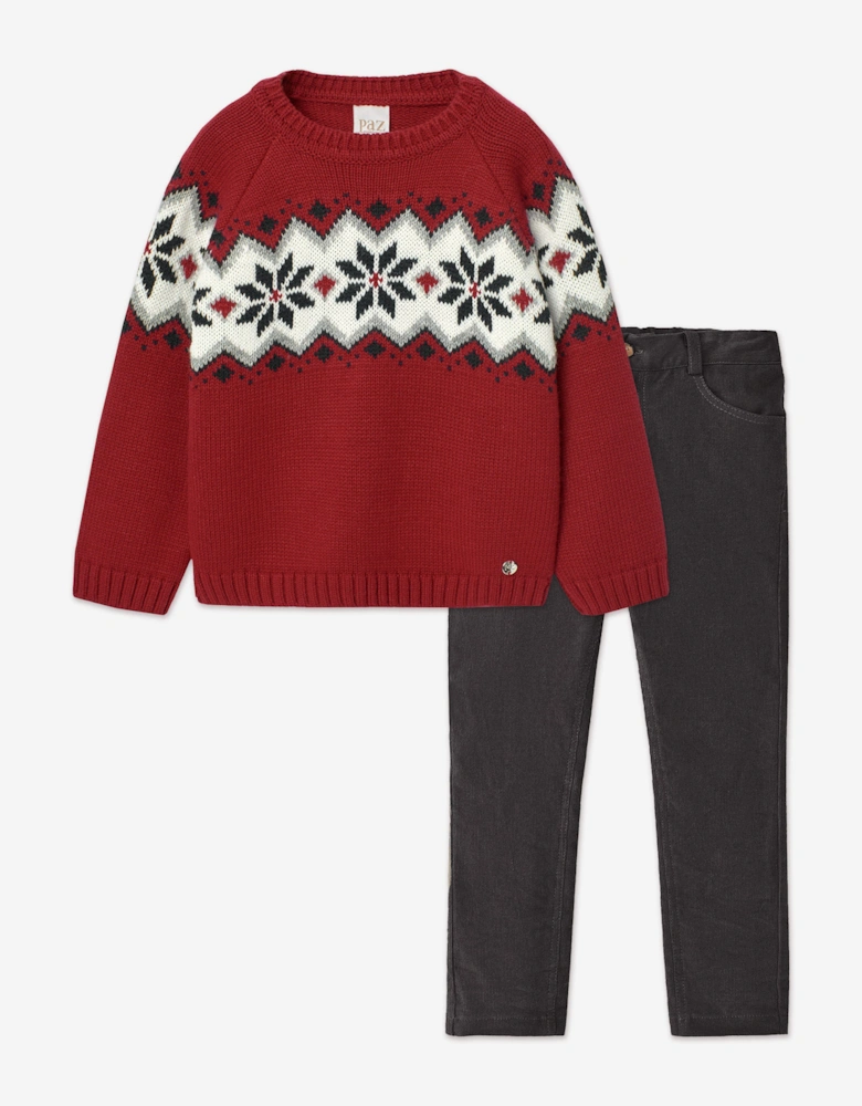 Baby Boys Trouser Set in Red